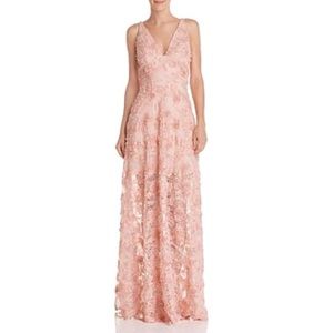 Avery G floral appliqué gown in blush size L